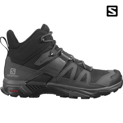 Black Salomon X Ultra 4 Mid GTX Men's Hiking Boots | IE LR0641